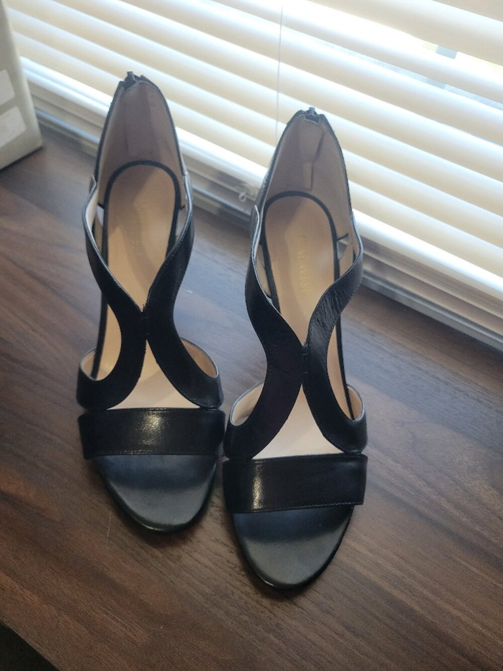 Nine West black leather dress heels
